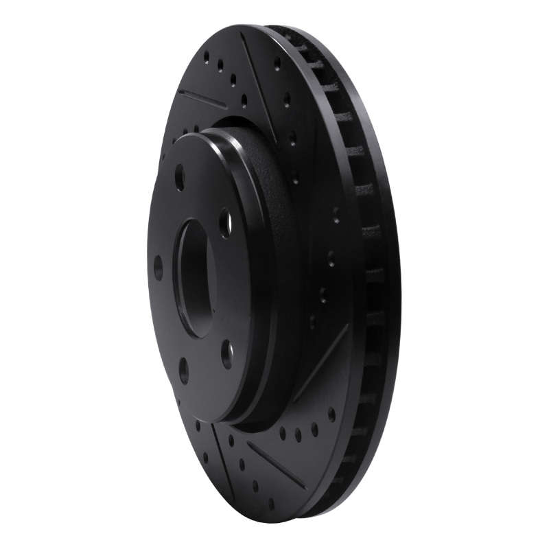 Jeep Wrangler Brake Rotor (1) - Front Right - R1 Concepts - Drilled & Slotted - Black - `07-`18